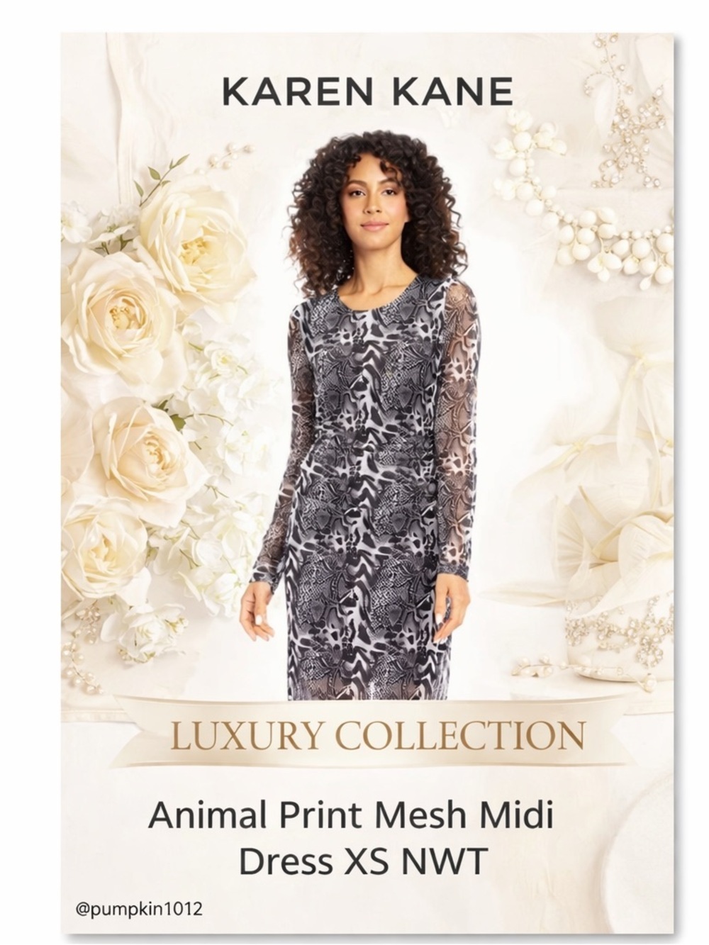 Karen Kane Animal Print Mesh Midi Dress XS NWT Sheer Sleeve Bodycon Ruched